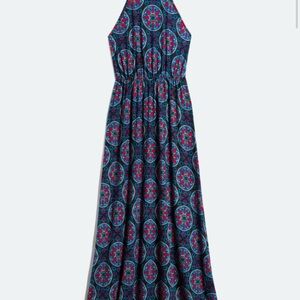 Blue and Red Halter Maxi Dress